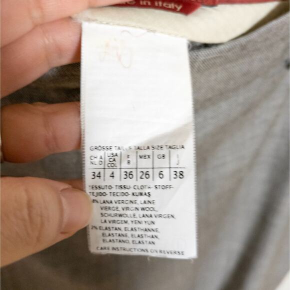 MAX MARA Renna Cuffed Ankle Trouser Pants Grey Wool Flat Front Pockets Women's 4 - Picture 4 of 4